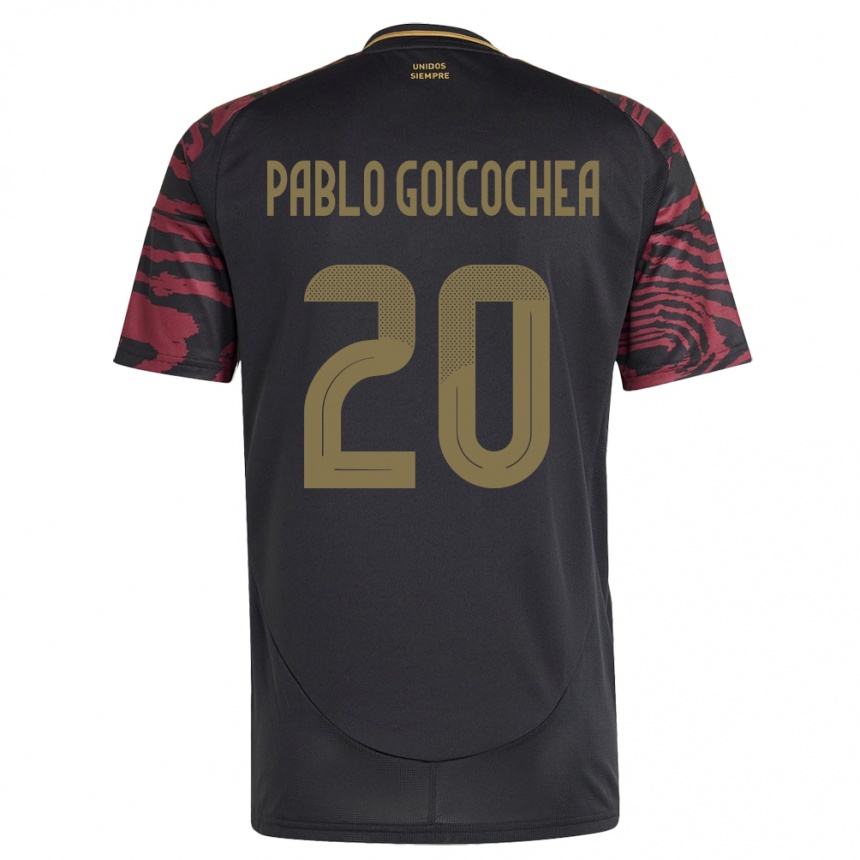 Men Football Peru Juan Pablo Goicochea #20 Black Away Jersey 24-26 T-Shirt Australia