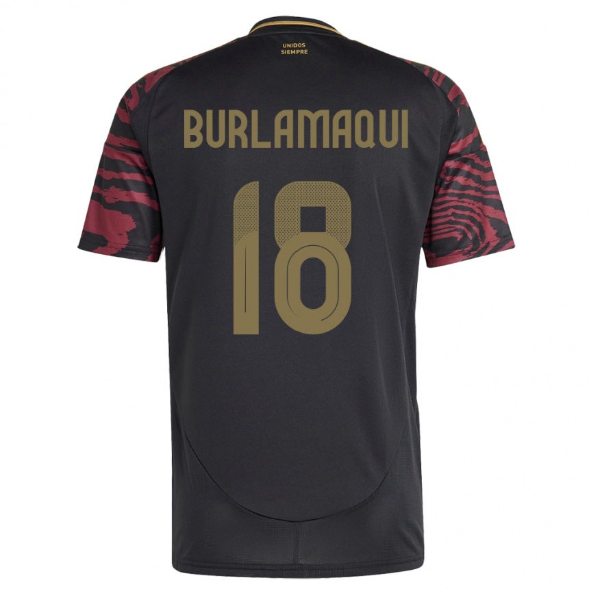 Men Football Peru Alessandro Burlamaqui #18 Black Away Jersey 24-26 T-Shirt Australia