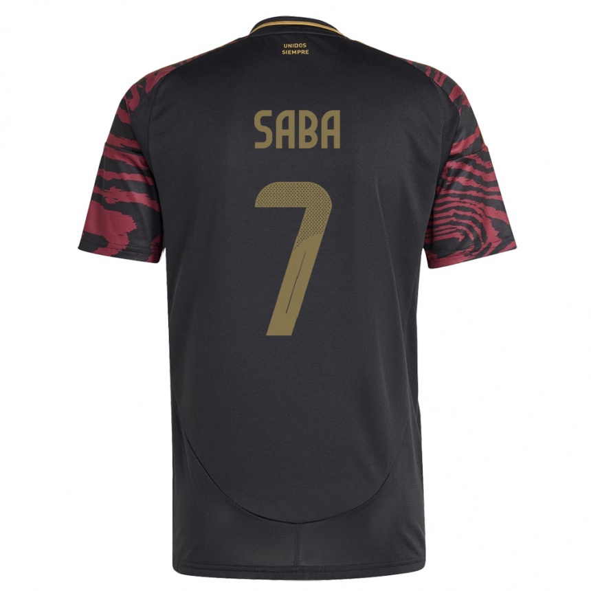 Men Football Peru Emilio Saba #7 Black Away Jersey 24-26 T-Shirt Australia