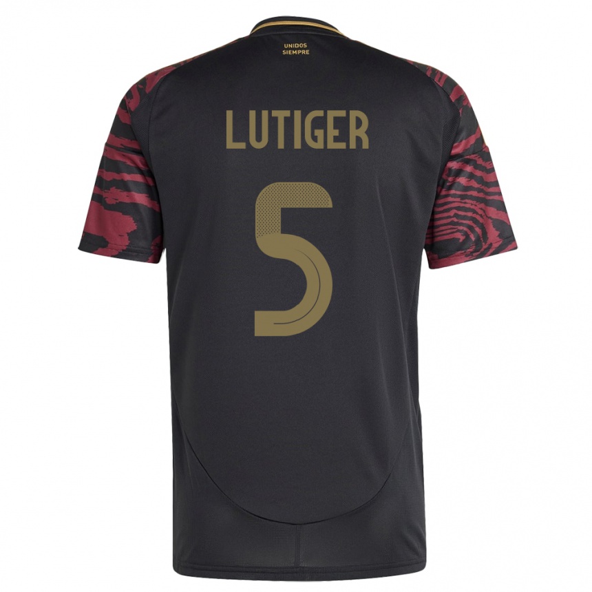 Men Football Peru Rafael Lutiger #5 Black Away Jersey 24-26 T-Shirt Australia