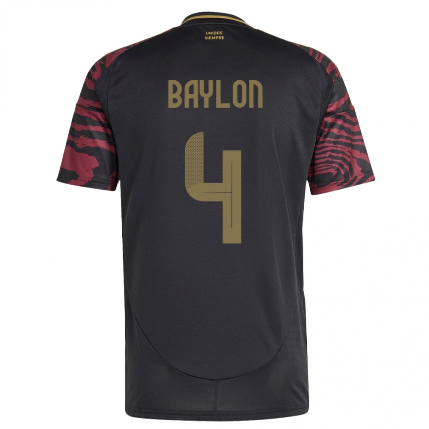 Men Football Peru Luis Baylón #4 Black Away Jersey 24-26 T-Shirt Australia