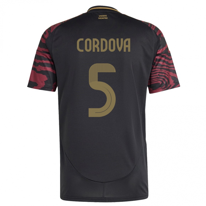 Men Football Peru Bryan Córdova #5 Black Away Jersey 24-26 T-Shirt Australia