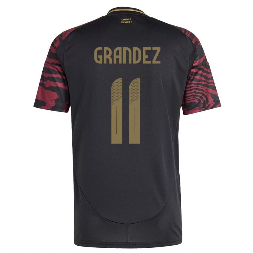 Men Football Peru Guillermo Grández #11 Black Away Jersey 24-26 T-Shirt Australia