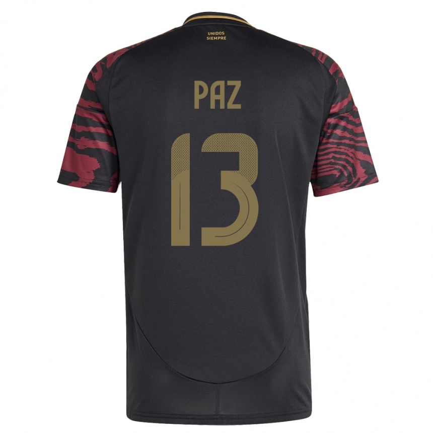 Men Football Peru Braidy Paz #13 Black Away Jersey 24-26 T-Shirt Australia