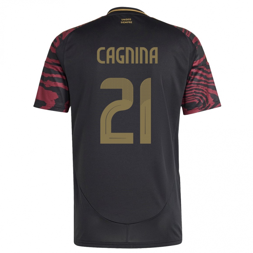 Men Football Peru Grace Cagnina #21 Black Away Jersey 24-26 T-Shirt Australia