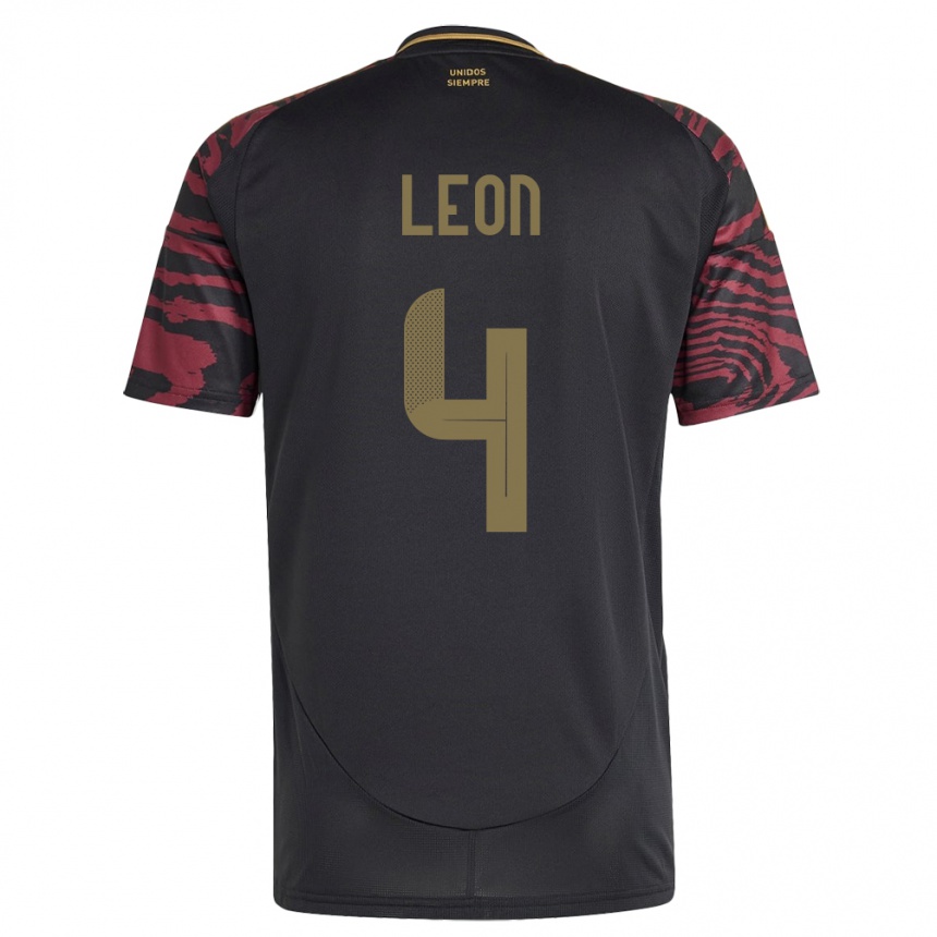 Men Football Peru Mía León #4 Black Away Jersey 24-26 T-Shirt Australia