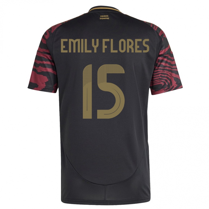 Men Football Peru Emily Flores #15 Black Away Jersey 24-26 T-Shirt Australia