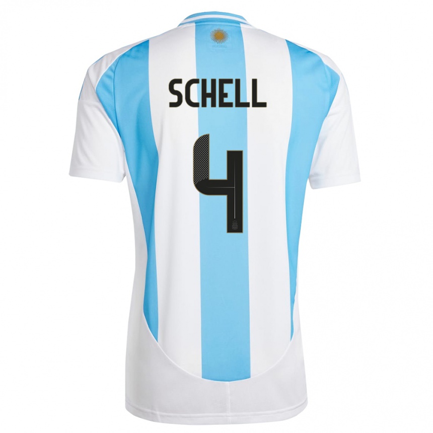 Women Football Argentina Sofia Schell #4 White Blue Home Jersey 24-26 T-Shirt Australia