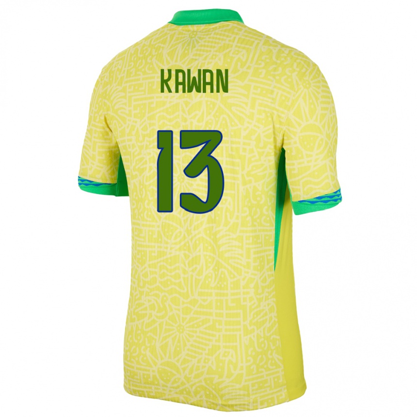 Women Football Brazil Lucas Kawan #13 Yellow Home Jersey 24-26 T-Shirt Australia