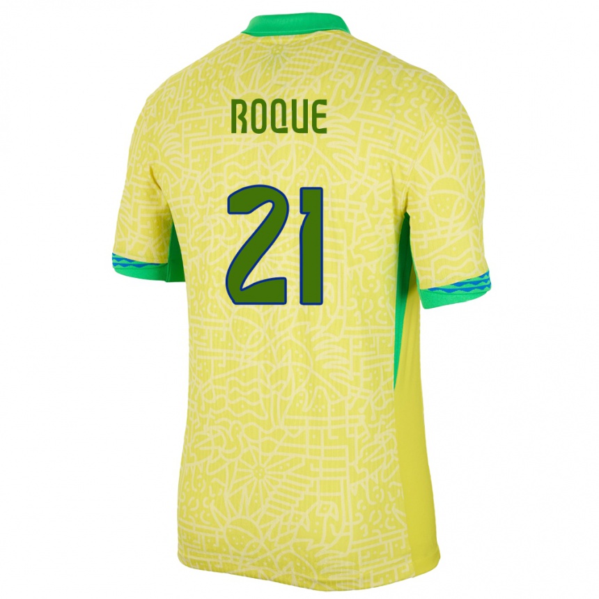 Women Football Brazil Vitor Roque #21 Yellow Home Jersey 24-26 T-Shirt Australia