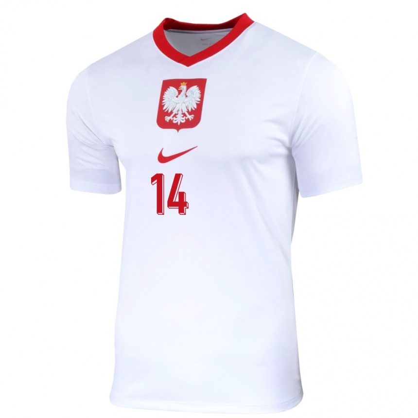 Women Football Poland Jakub Kiwior #14 White Home Jersey 24-26 T-Shirt Australia