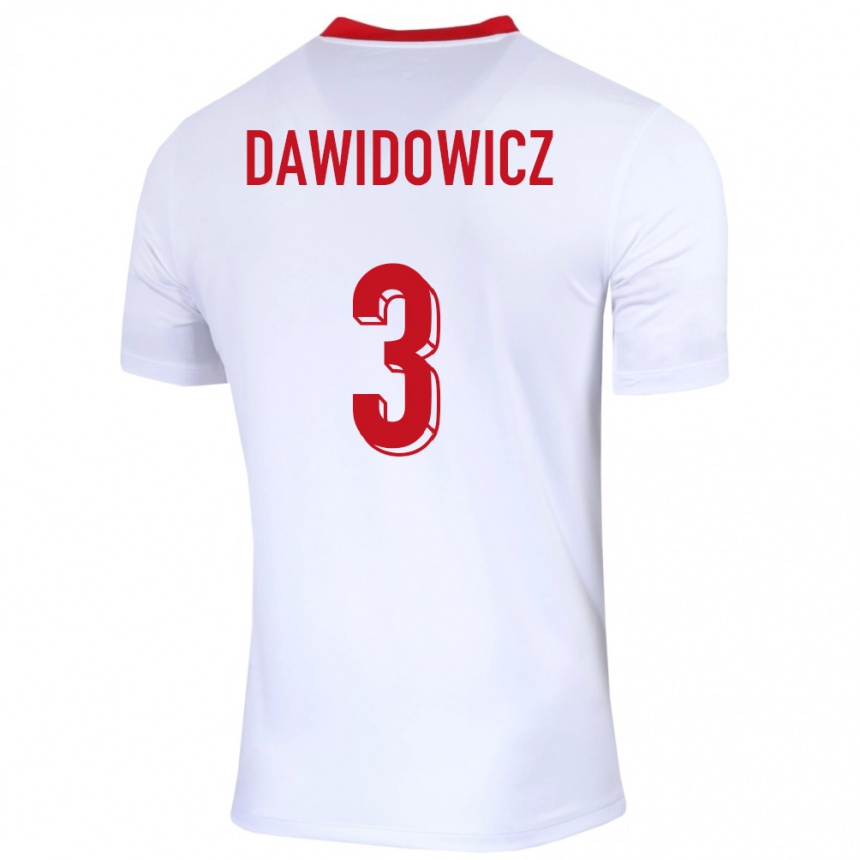 Women Football Poland Pawel Dawidowicz #3 White Home Jersey 24-26 T-Shirt Australia