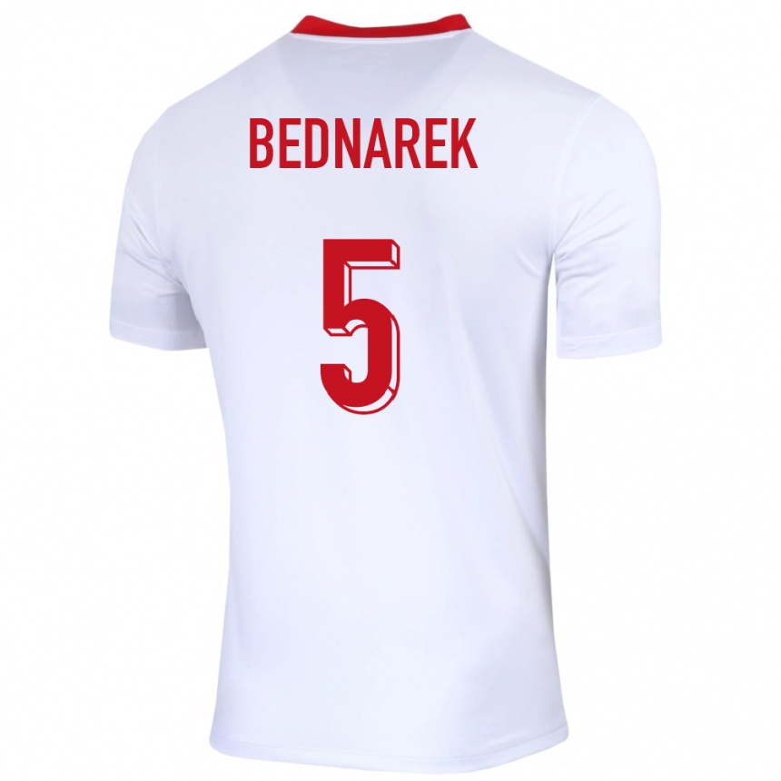 Women Football Poland Jan Bednarek #5 White Home Jersey 24-26 T-Shirt Australia