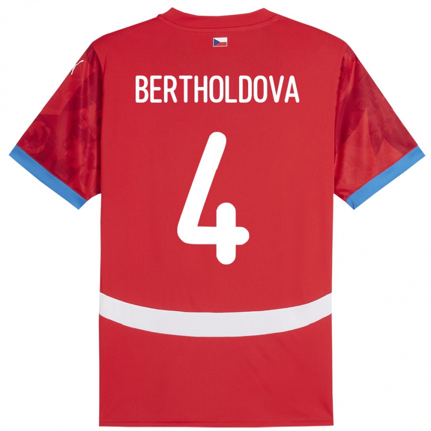 Women Football Czech Republic Petra Bertholdová #4 Red Home Jersey 24-26 T-Shirt Australia