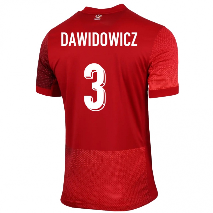 Women Football Poland Pawel Dawidowicz #3 Red Away Jersey 24-26 T-Shirt Australia