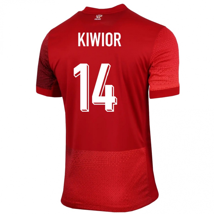 Women Football Poland Jakub Kiwior #14 Red Away Jersey 24-26 T-Shirt Australia