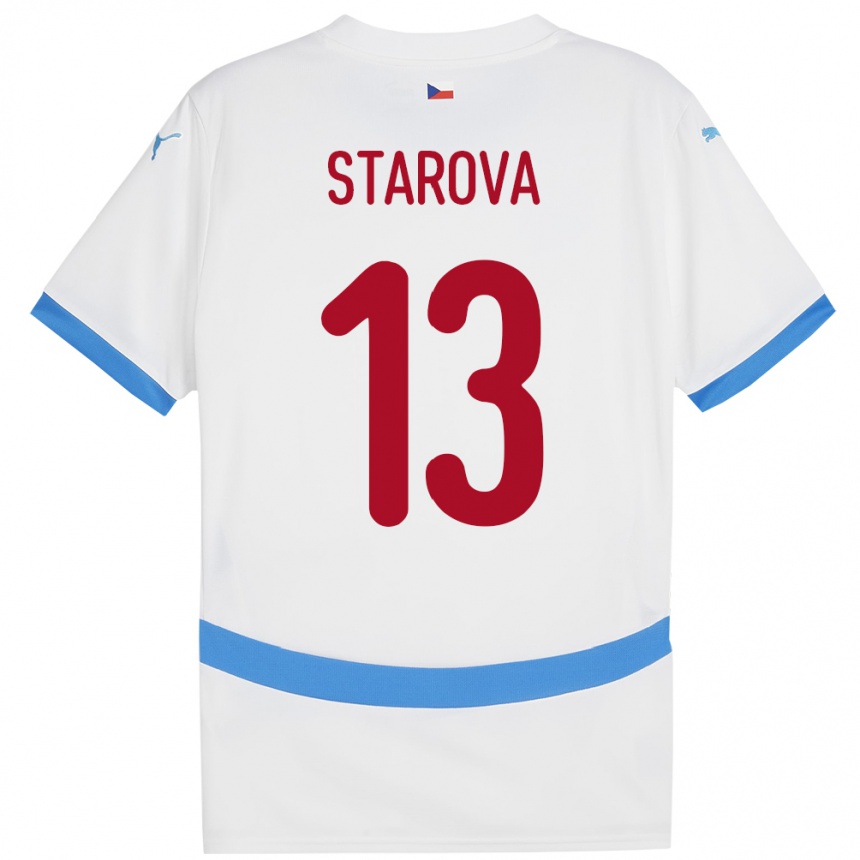 Women Football Czech Republic Antonie Stárová #13 White Away Jersey 24-26 T-Shirt Australia