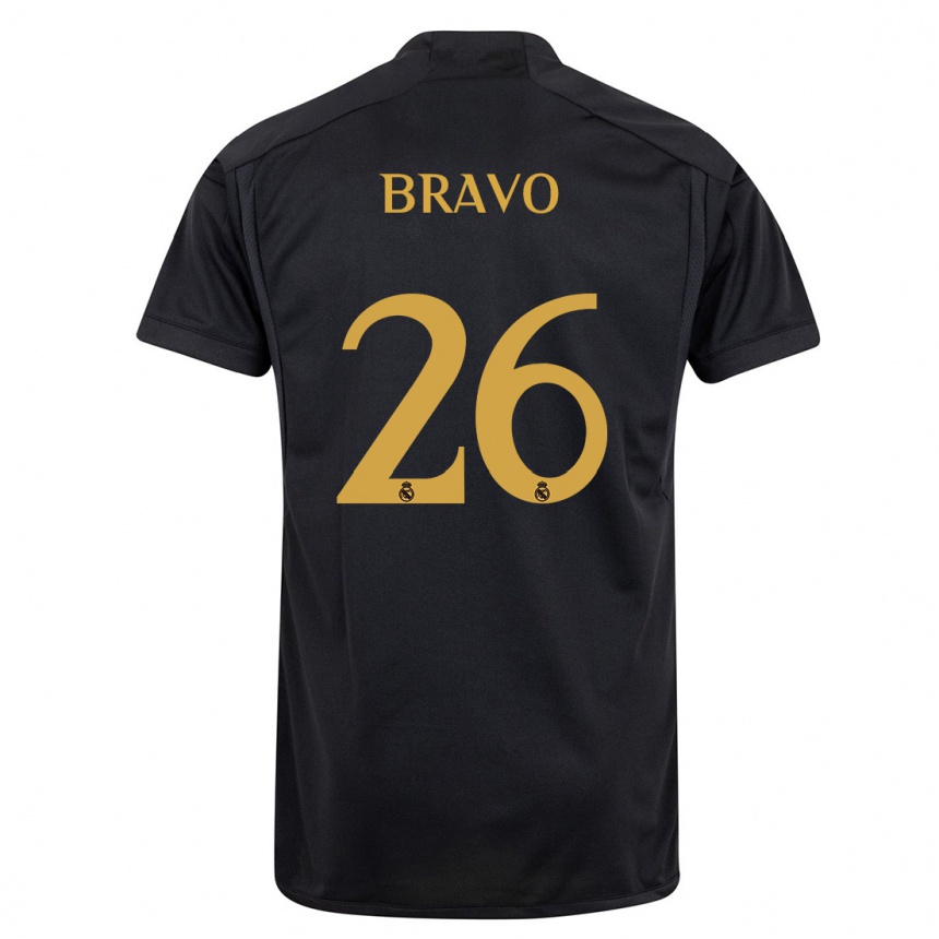 Kids Iker Bravo #26 Black Third Jersey 2023/24 T-Shirt Australia