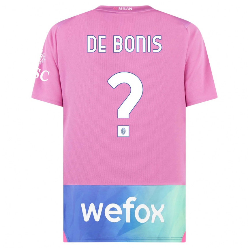 Kids Andrea De Bonis #0 Pink Purple Third Jersey 2023/24 T-Shirt Australia