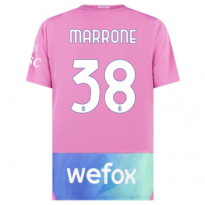 Kids  Federico Marrone #38 Pink Purple Third Jersey 2023/24 T-Shirt Australia