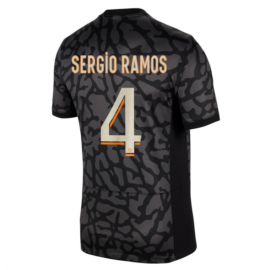 Kids  Sergio Ramos #4 Black Third Jersey 2023/24 T-Shirt Australia