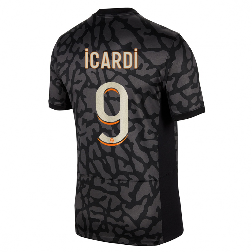 Kids  Mauro Icardi #9 Black Third Jersey 2023/24 T-Shirt Australia