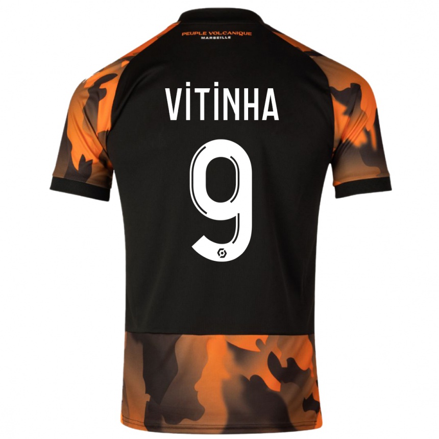 Kids Vitinha #9 Black Orange Third Jersey 2023/24 T-Shirt Australia