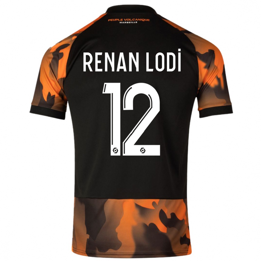 Kids Renan Lodi #12 Black Orange Third Jersey 2023/24 T-Shirt Australia