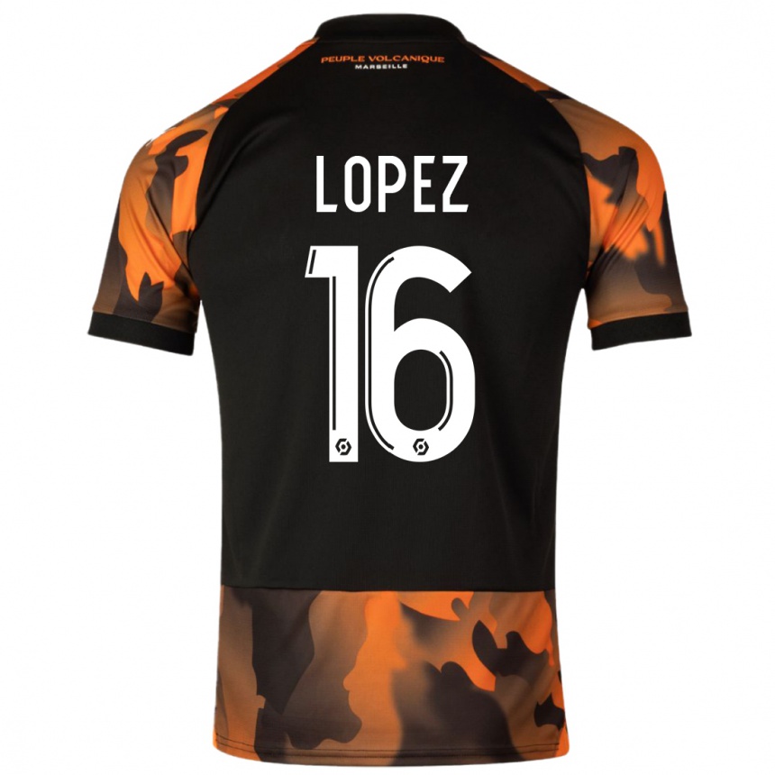 Kids  Pau Lopez #16 Black Orange Third Jersey 2023/24 T-Shirt Australia