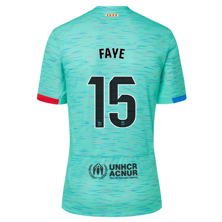 Men  Mikayil Faye #15 Light Aqua Third Jersey 2023/24 T-Shirt Australia