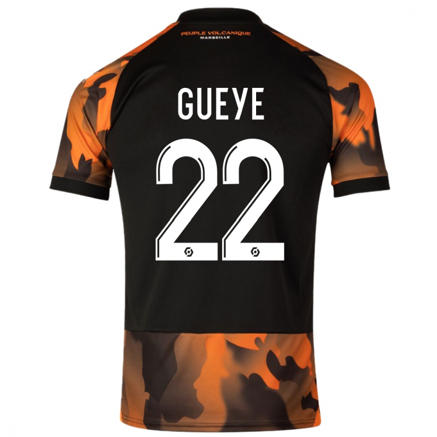 Women  Pape Gueye #22 Black Orange Third Jersey 2023/24 T-Shirt Australia