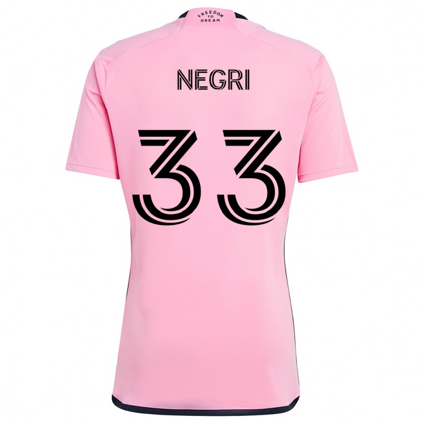 Kids Football Franco Negri #33 Pink Home Jersey 2024/25 T-Shirt Australia