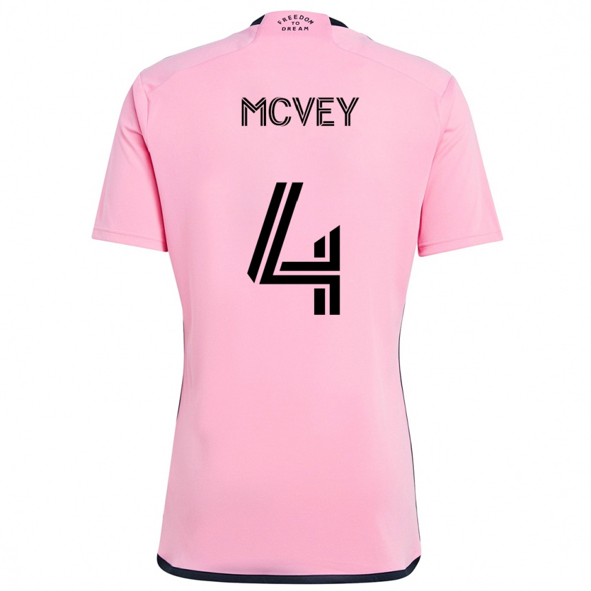 Kids Football Christopher Mcvey #4 Pink Home Jersey 2024/25 T-Shirt Australia