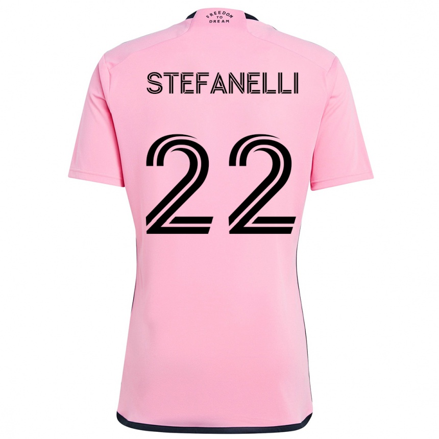 Kids Football Nicolás Stefanelli #22 Pink Home Jersey 2024/25 T-Shirt Australia