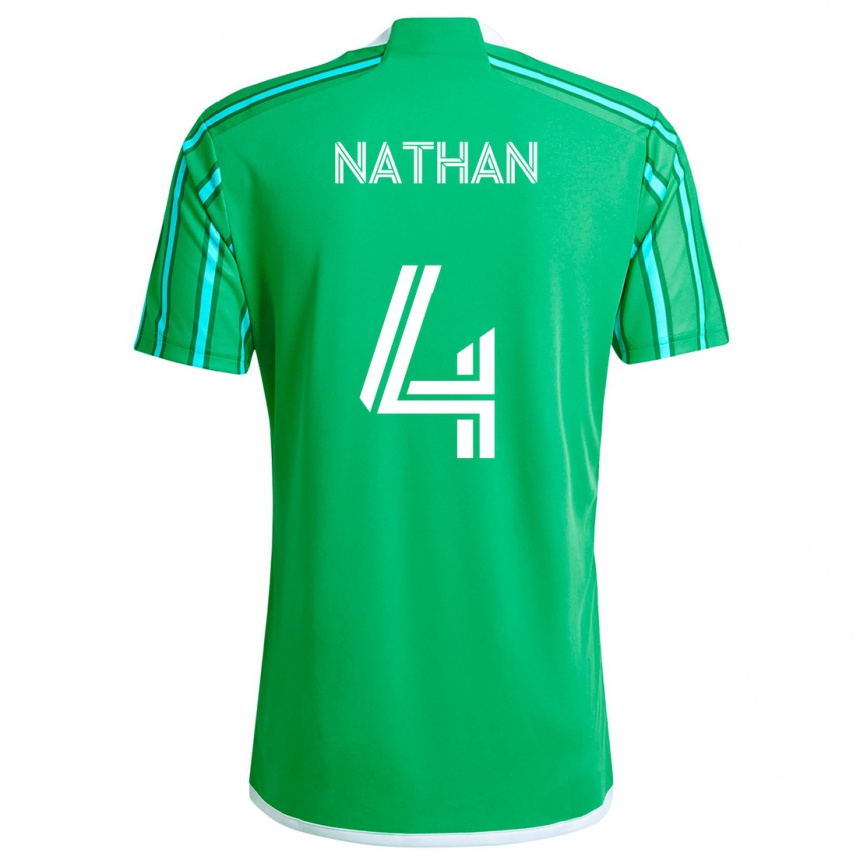 Kids Football Nathan #4 Green White Home Jersey 2024/25 T-Shirt Australia