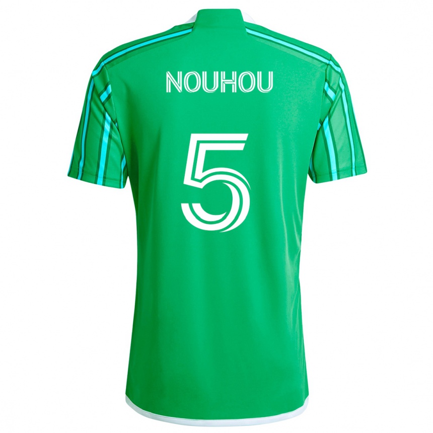 Kids Football Nouhou #5 Green White Home Jersey 2024/25 T-Shirt Australia