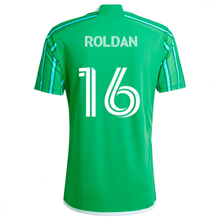 Kids Football Álex Roldán #16 Green White Home Jersey 2024/25 T-Shirt Australia