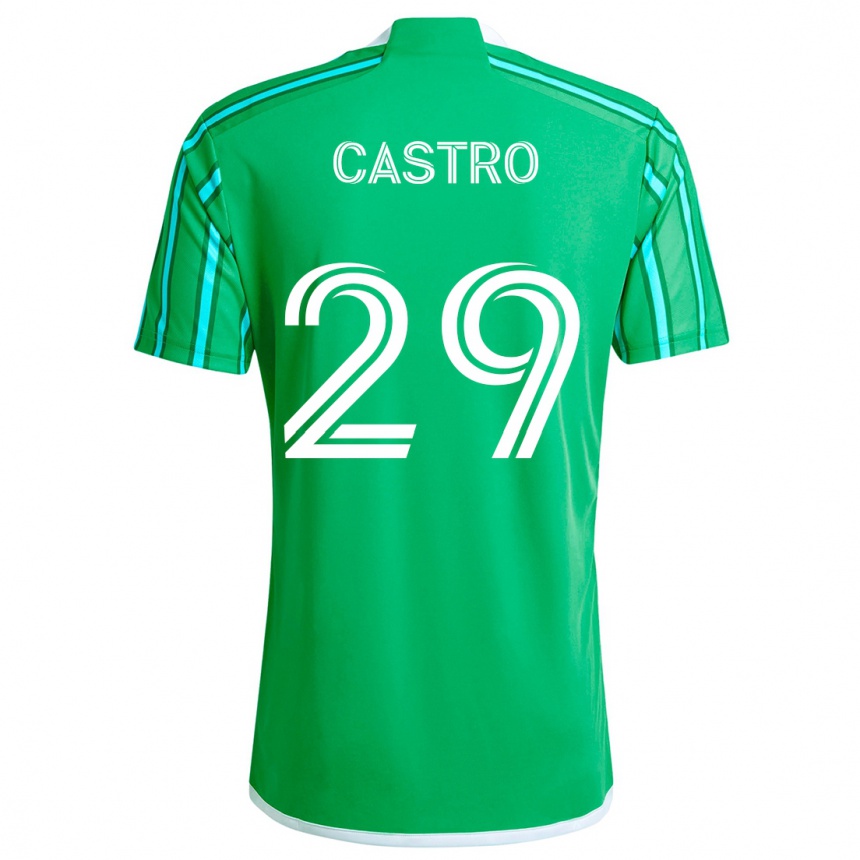 Kids Football Jacob Castro #29 Green White Home Jersey 2024/25 T-Shirt Australia