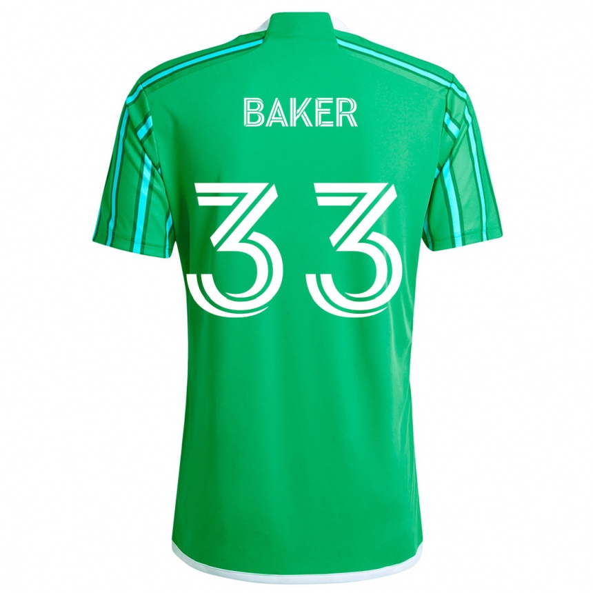 Kids Football Cody Baker #33 Green White Home Jersey 2024/25 T-Shirt Australia