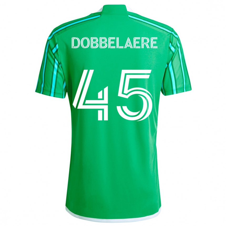 Kids Football Ethan Dobbelaere #45 Green White Home Jersey 2024/25 T-Shirt Australia