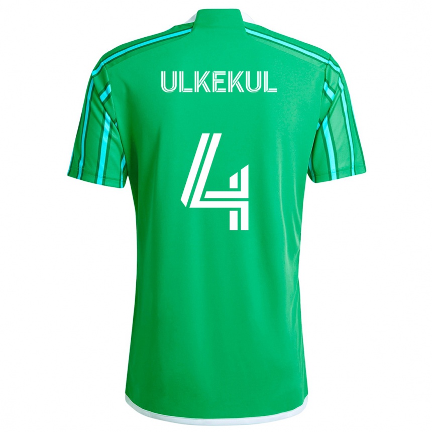 Kids Football Jodi Ulkekul #4 Green White Home Jersey 2024/25 T-Shirt Australia