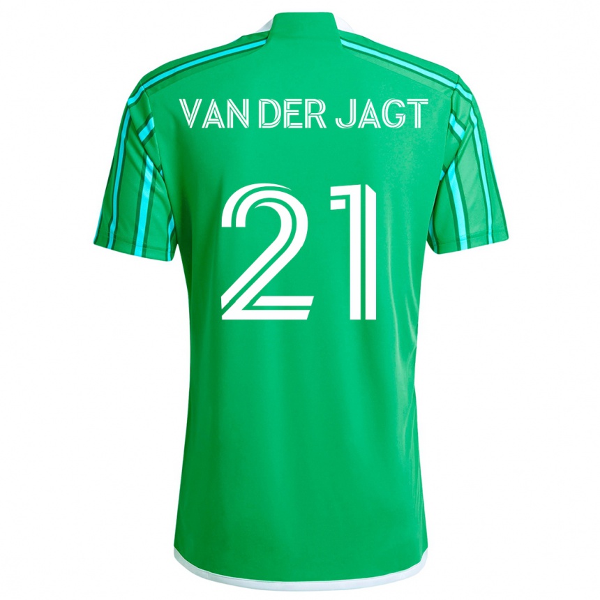 Kids Football Olivia Van Der Jagt #21 Green White Home Jersey 2024/25 T-Shirt Australia