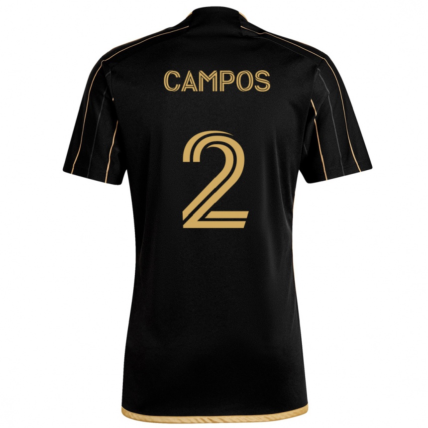 Kids Football Omar Campos #2 Black Gold Home Jersey 2024/25 T-Shirt Australia