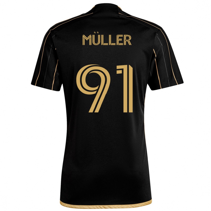 Kids Football Luis Müller #91 Black Gold Home Jersey 2024/25 T-Shirt Australia