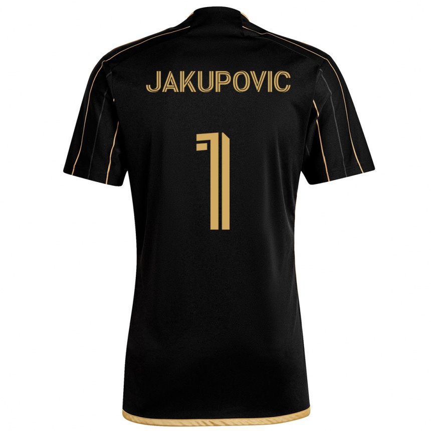 Kids Football Eldin Jakupović #1 Black Gold Home Jersey 2024/25 T-Shirt Australia