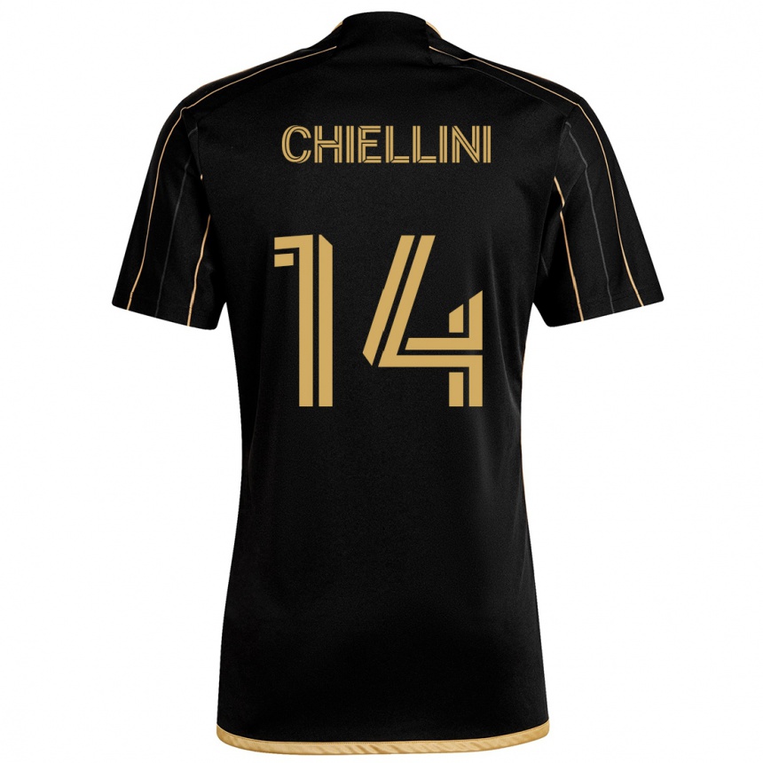 Kids Football Giorgio Chiellini #14 Black Gold Home Jersey 2024/25 T-Shirt Australia