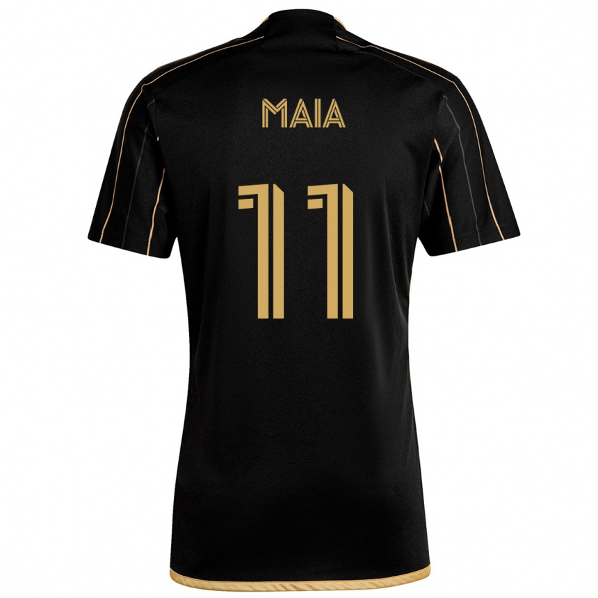 Kids Football Matheus Maia #11 Black Gold Home Jersey 2024/25 T-Shirt Australia