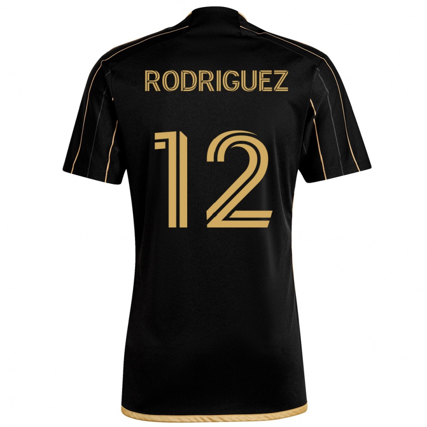 Kids Football Jeremi Rodríguez #12 Black Gold Home Jersey 2024/25 T-Shirt Australia