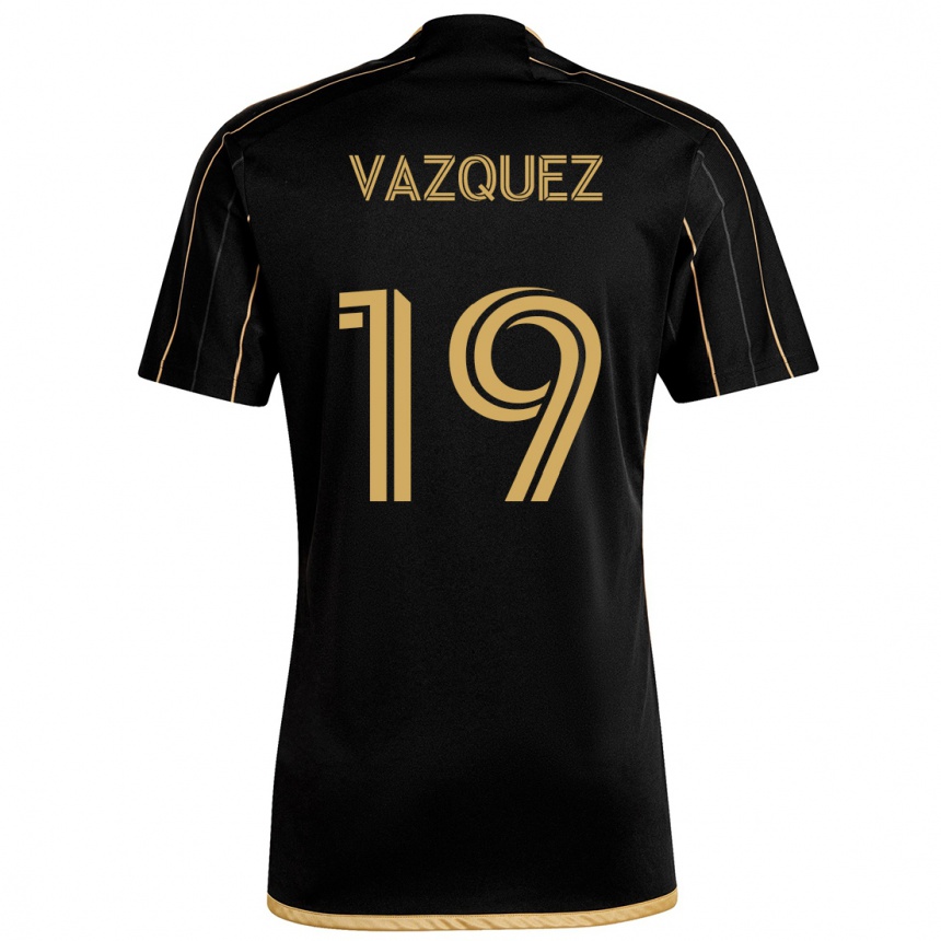 Kids Football Favian Vazquez #19 Black Gold Home Jersey 2024/25 T-Shirt Australia