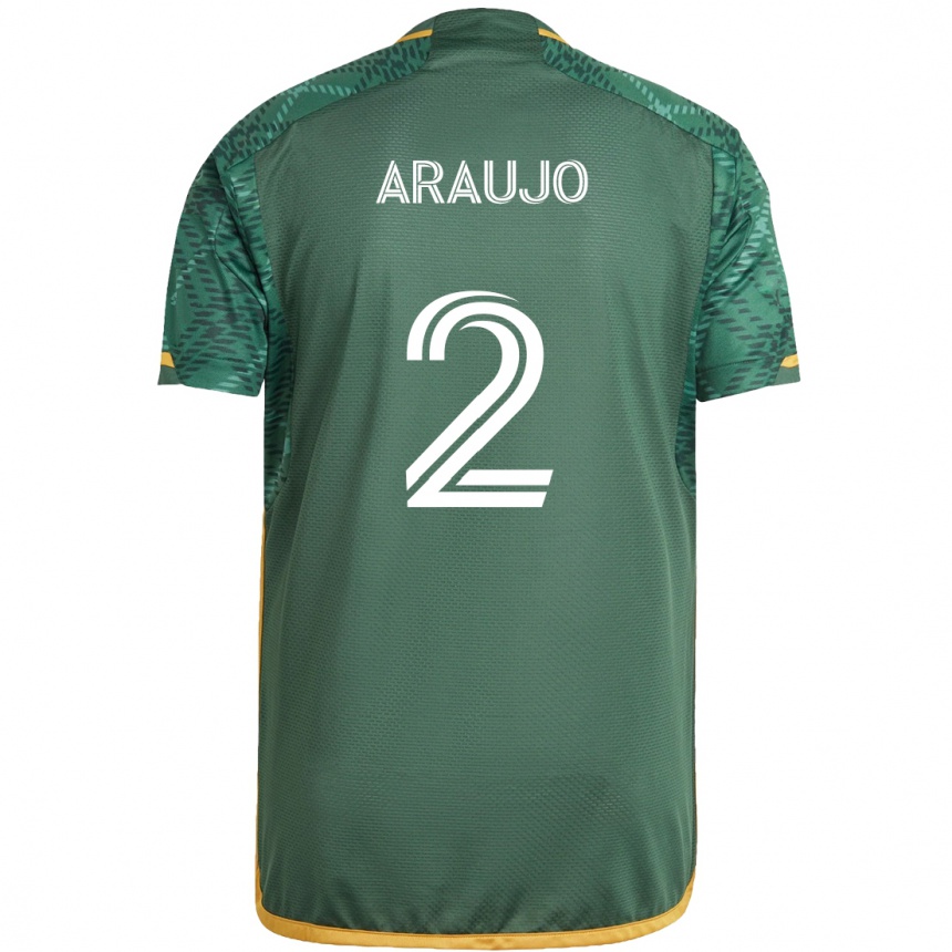 Kids Football Miguel Araujo #2 Green Orange Home Jersey 2024/25 T-Shirt Australia